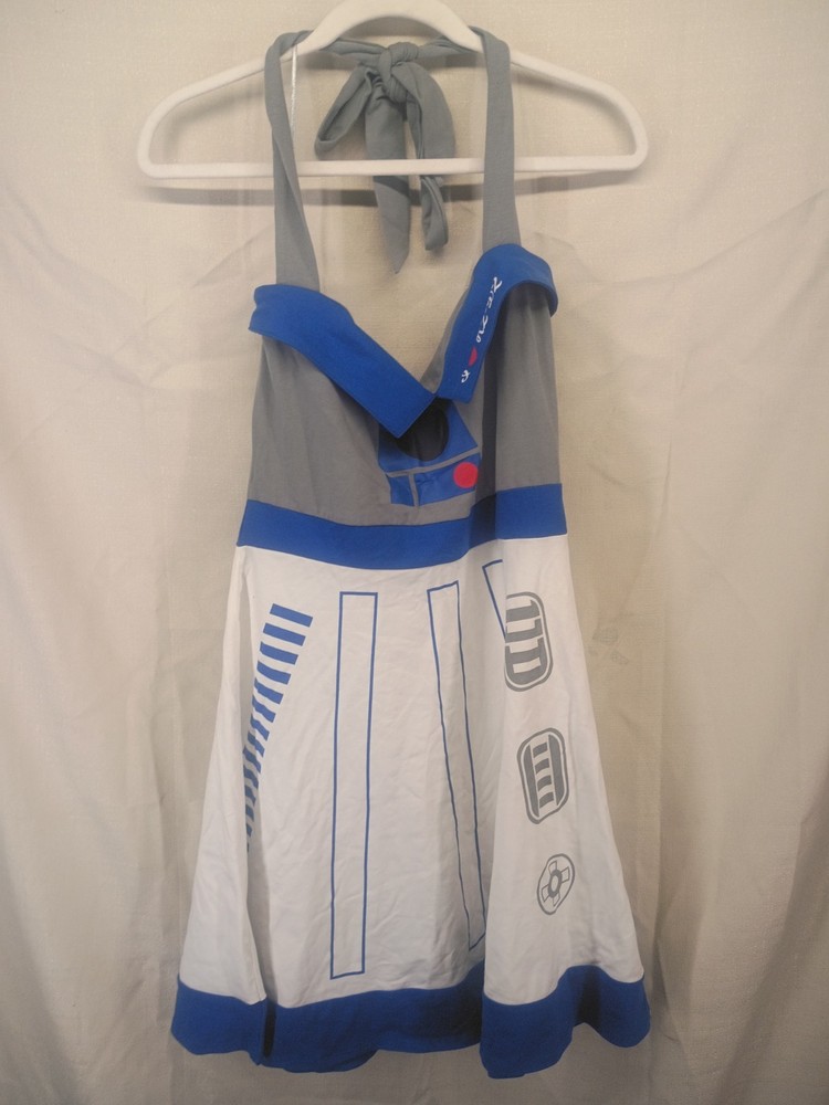 NEW Hot Topic Her Universe Star Wars R2-D2 Women's Dress Gray Blue White Size LG