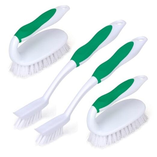 4-Pack Deep Cleaning Scrub Brush Set with Tile & Grout Brushes