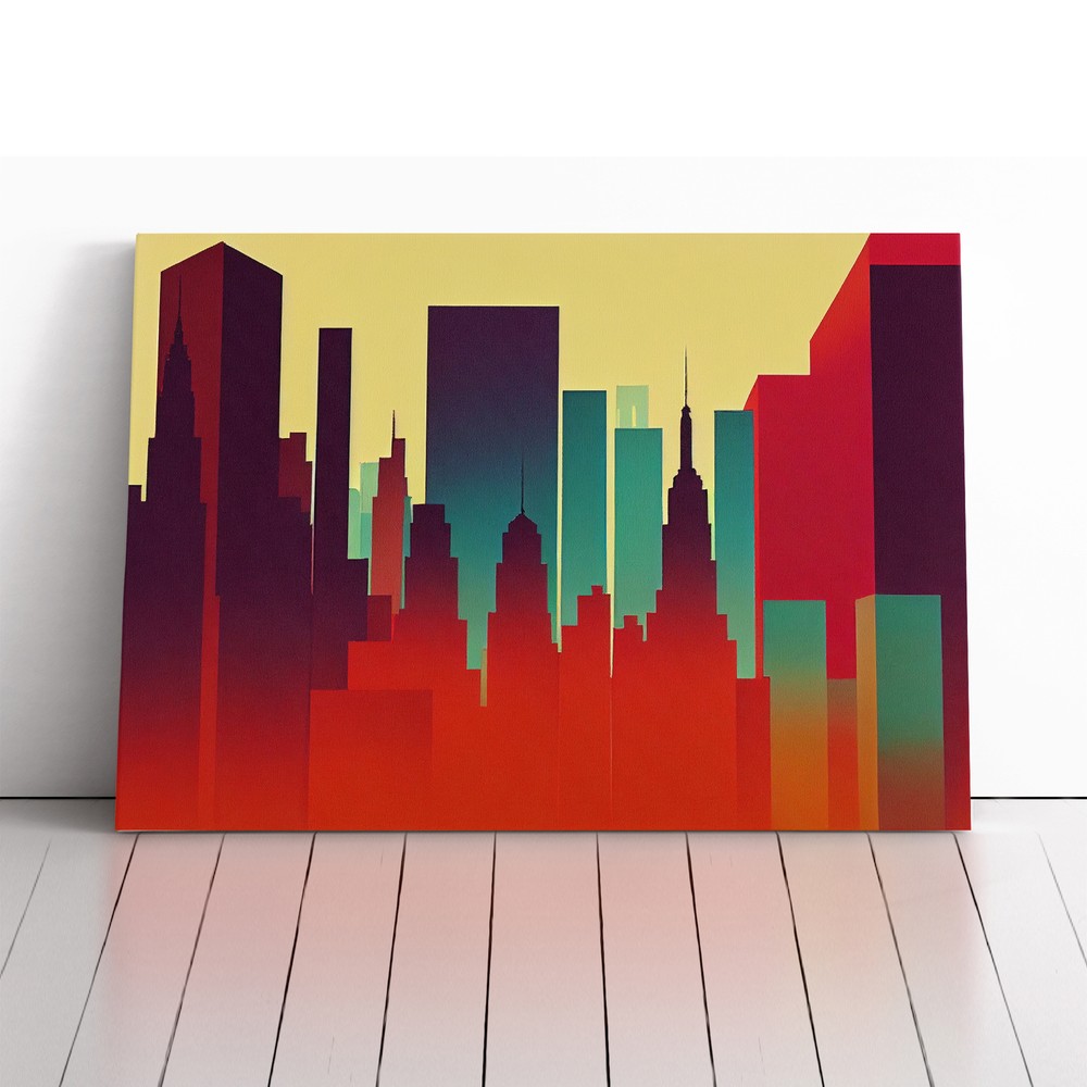 Vintage Skyline New York Abstract Canvas Wall Art Print Framed Picture Decor