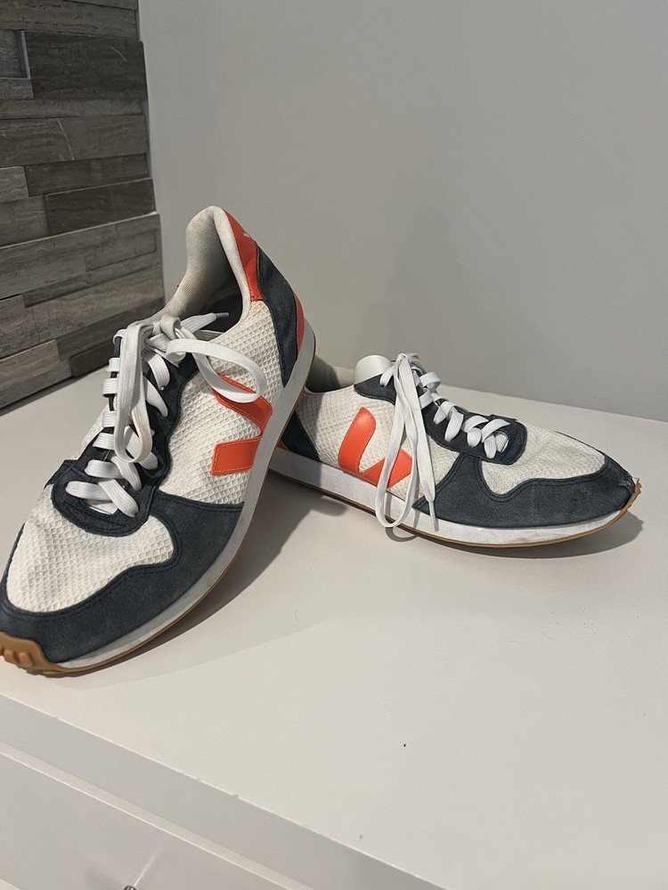 Veja Womens White Blue Orange Sneakers Size 9 Eco-Friendly