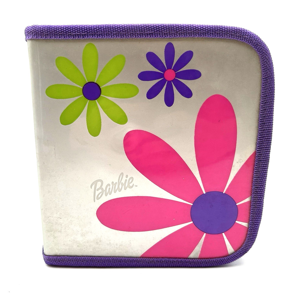 Barbie 1999 Vintage CD/DVD Carrying Case Flowers Design with Zip