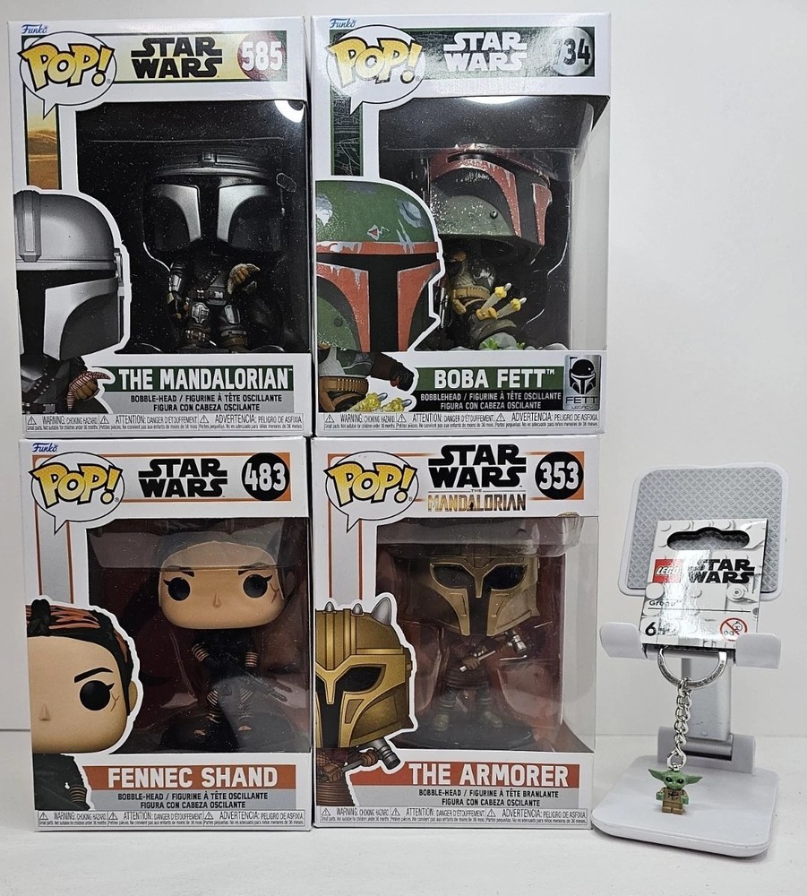 Star Wars Funko Pop Lot of 4 with Lego Grogu Keychains