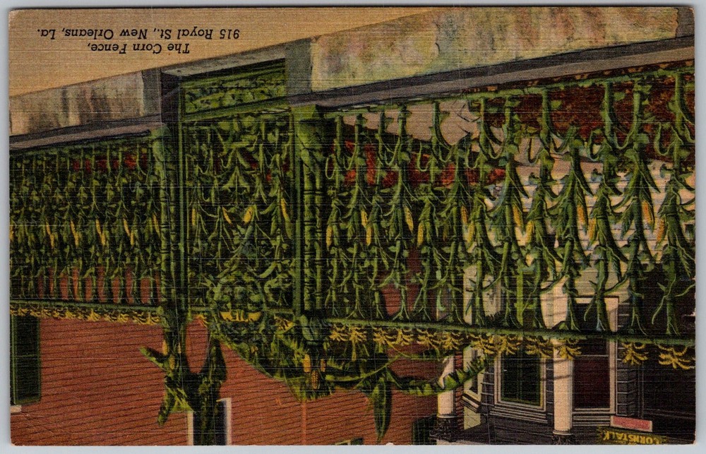 Vtg Linen Postcard Wrought Iron Balcony New Orleans, LA 1930s