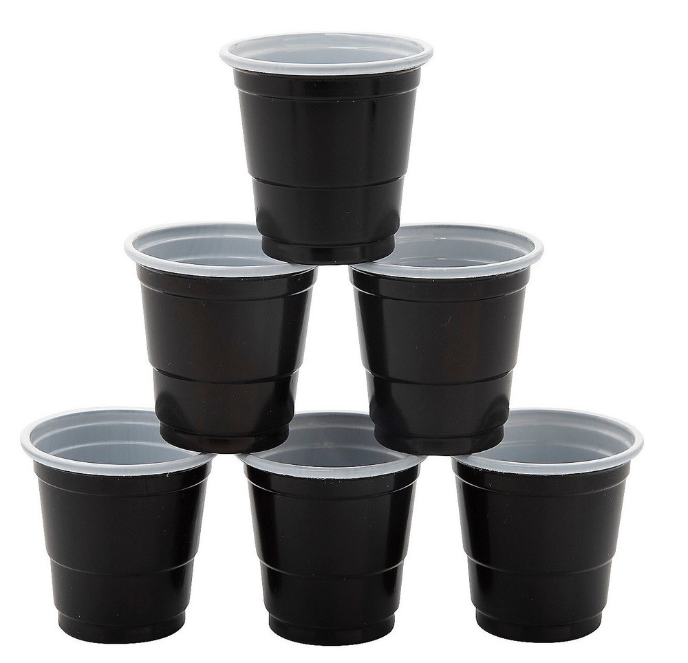 50-PC BLACK Plastic Adult Cocktail Party Shooter Cups 1.5-oz Disposable 2
