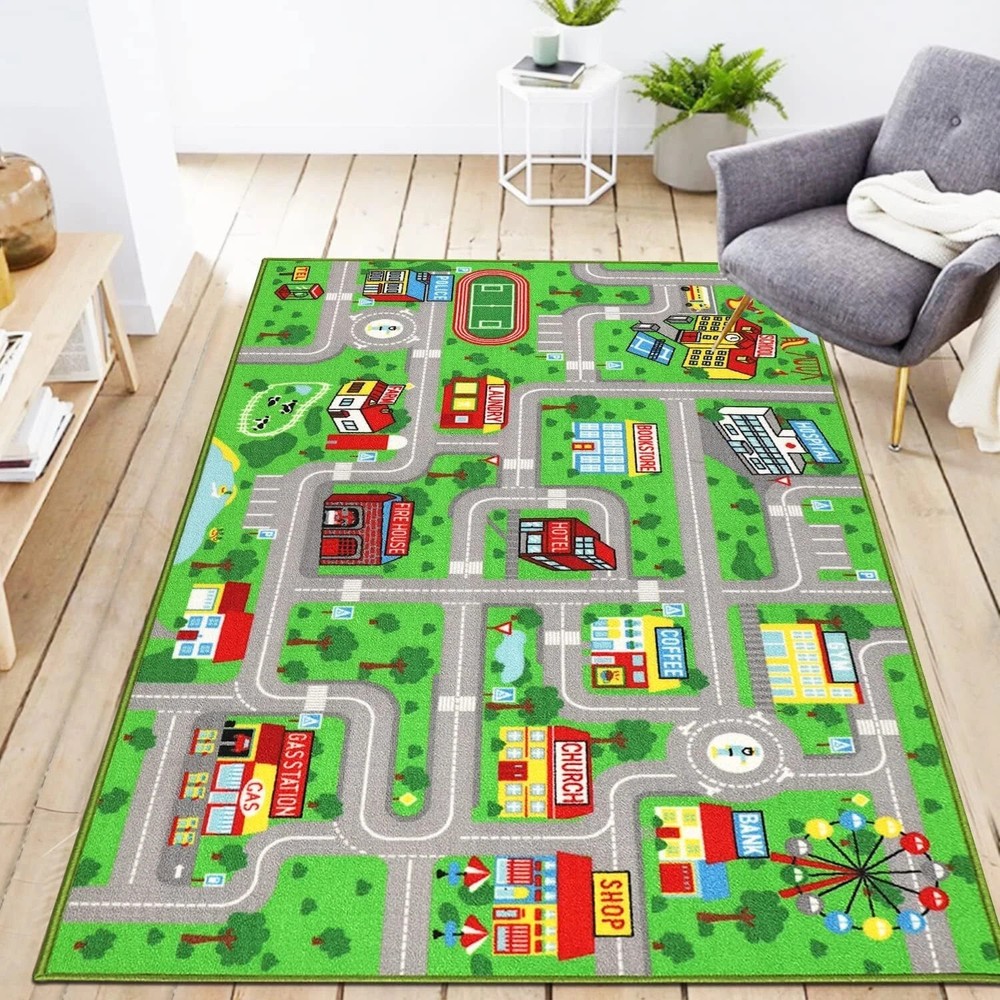 Kids Playroom Rug City Life Playmat Kids Rug for Hot Wheels Car 5.2'x3'3