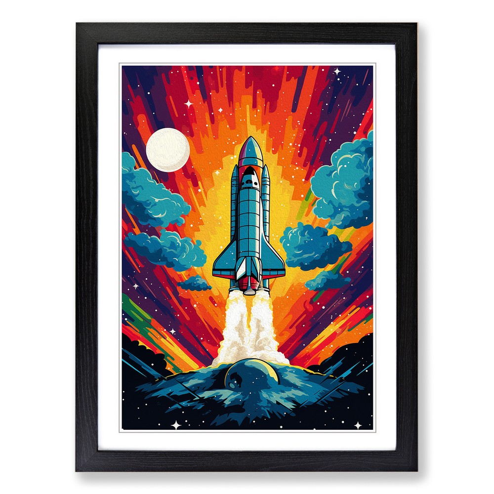 Spaceship Pop No.2 Wall Art Print Framed Canvas Picture Poster Decor Living Room