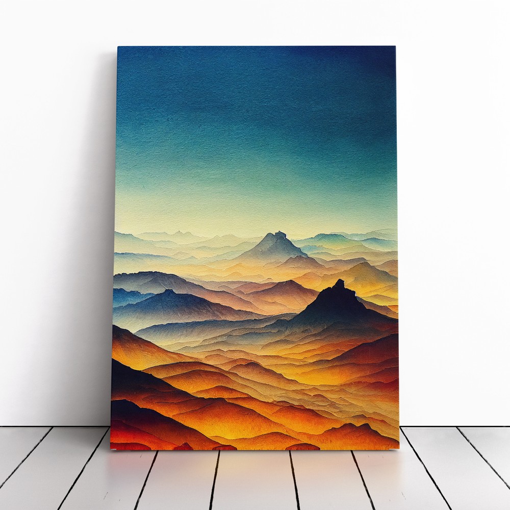 Mountain Landscape No.1 Canvas Wall Art Print Framed Picture Decor Dining Room