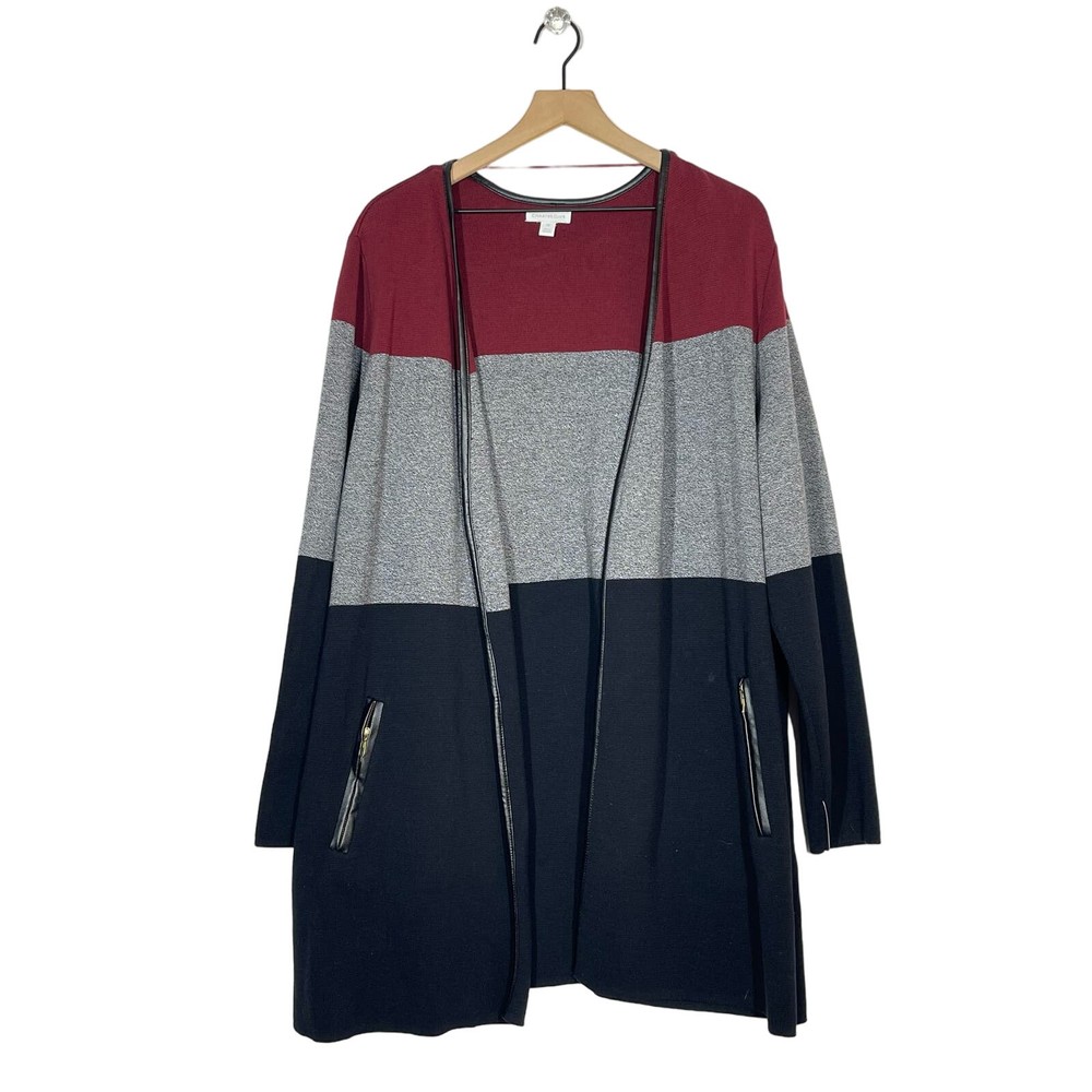 NEW Charter Club Sweater Women's Plus Size 3X Colorblock Open Front Cardigan