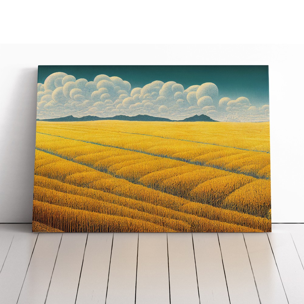 Mind Blowing Wheat Field Canvas Wall Art Print Framed Picture Decor Living Room