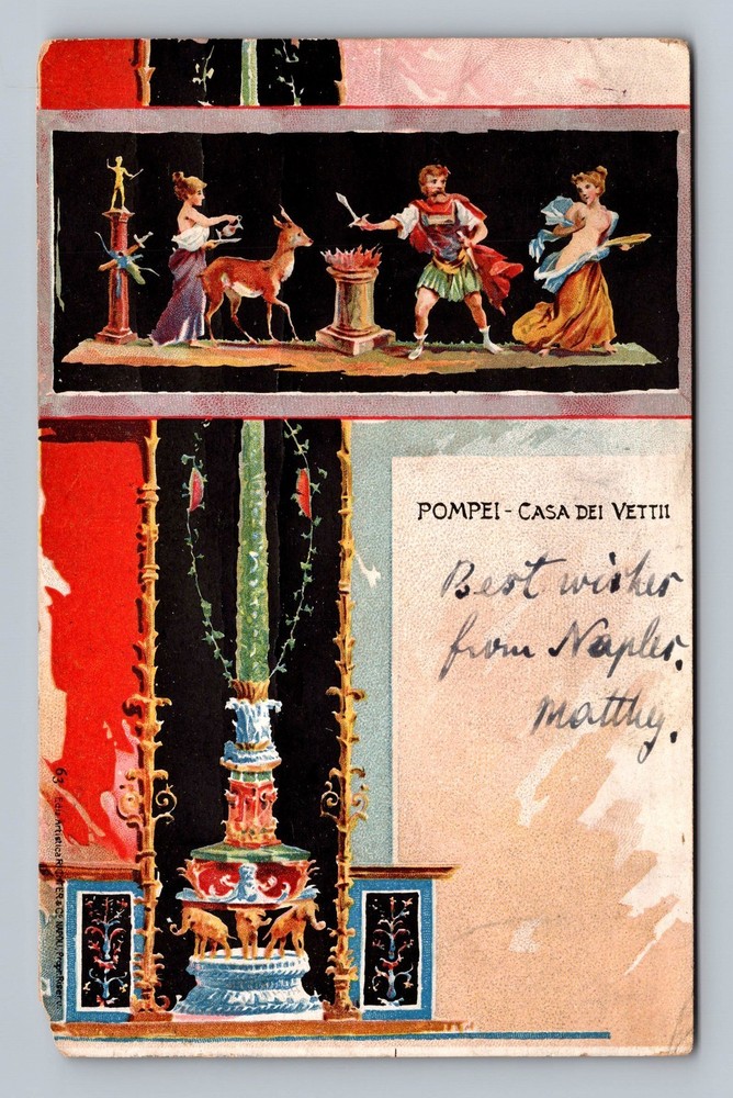 Italy- Naples Pompeii House Of The Vettii Standard Postal Card Vintage Postcard