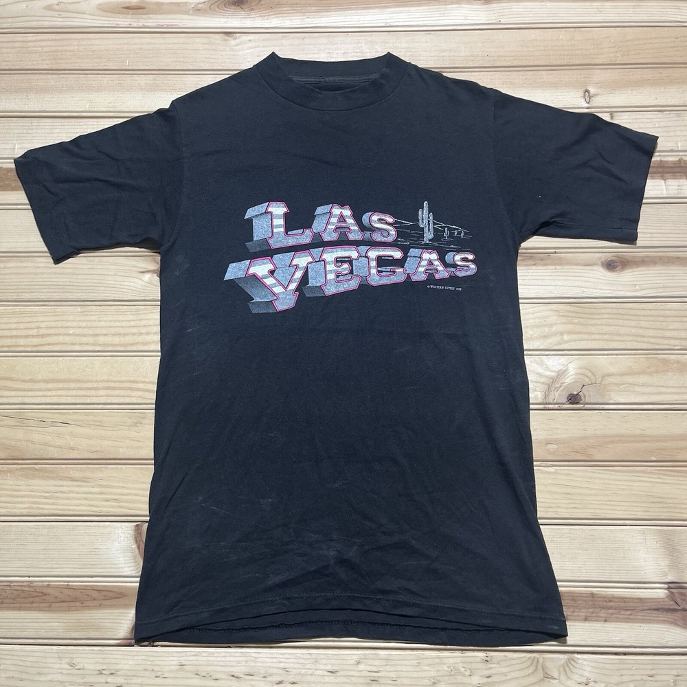 Vintage 90s Las Vegas Western Art Spellout Single Stitch Shirt - Size Medium