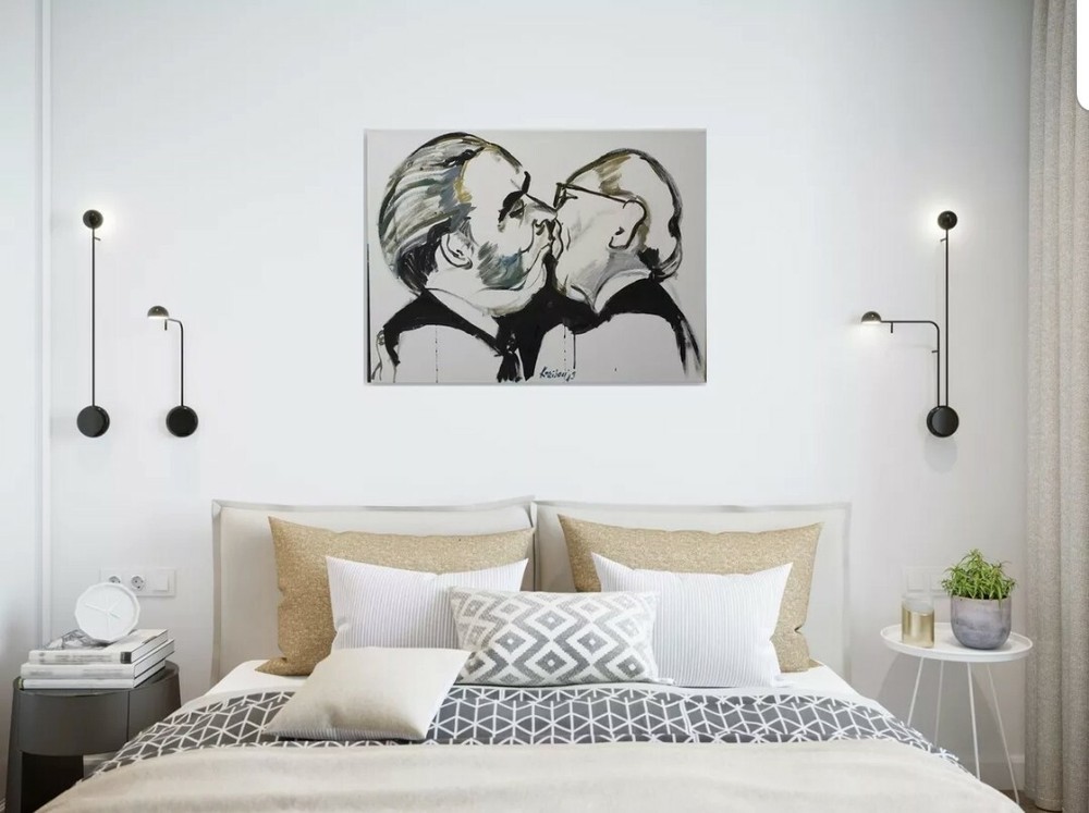 ORIGINAL in manner graffiti brother kiss Honecker breznew paintings salon abstract-image
