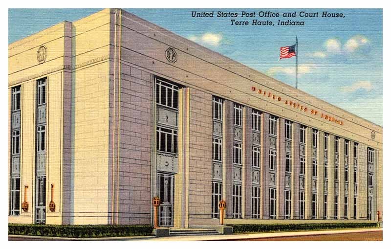 Postcard COURT HOUSE SCENE Terre Haute Indiana IN m/09 AR6326