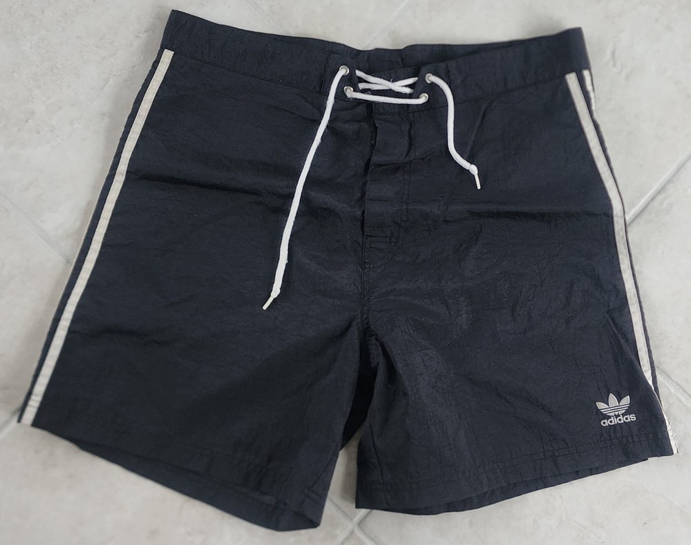 Vintage Y2K Adidas Mens L Striped Running Jogging Soccer Shorts Black