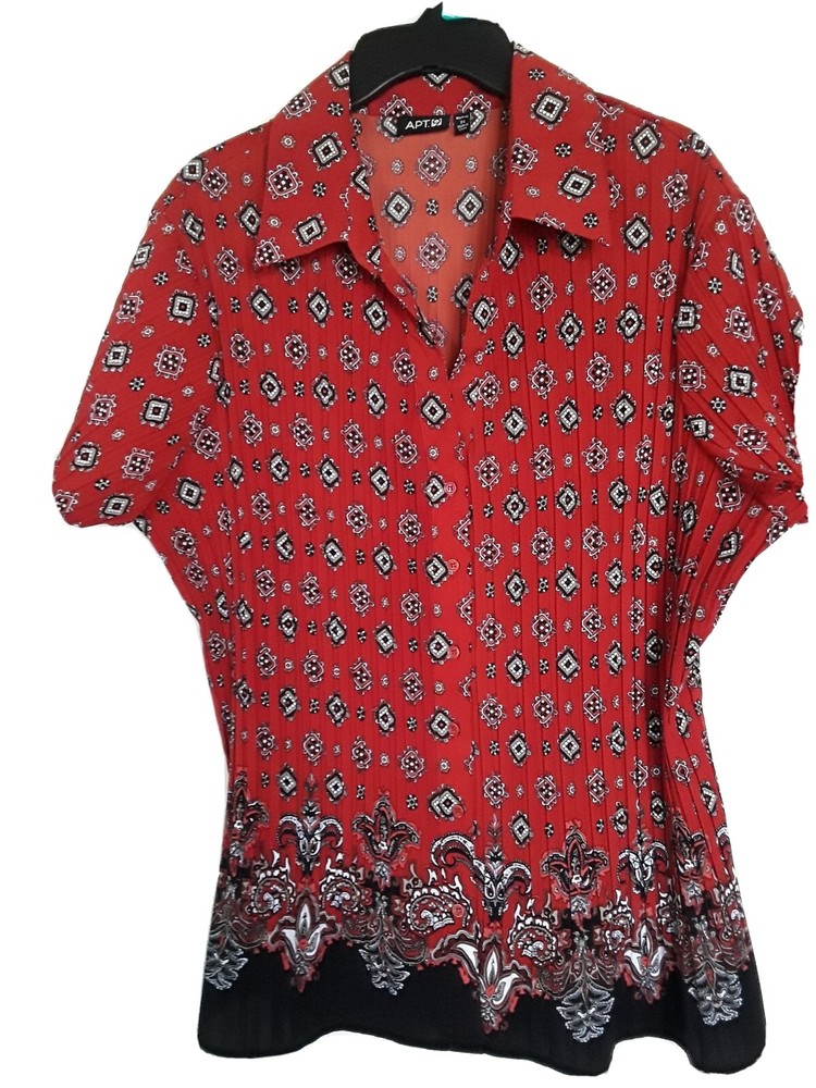 Women's Apt 9 Orange Accordion Button-Down Blouse Size 2X