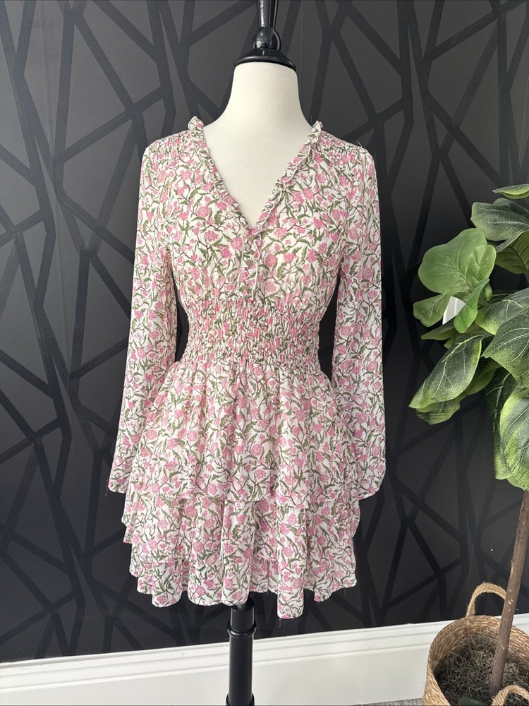 Zara Women's Floral Long Sleeve Tunic Mini Dress Size Small