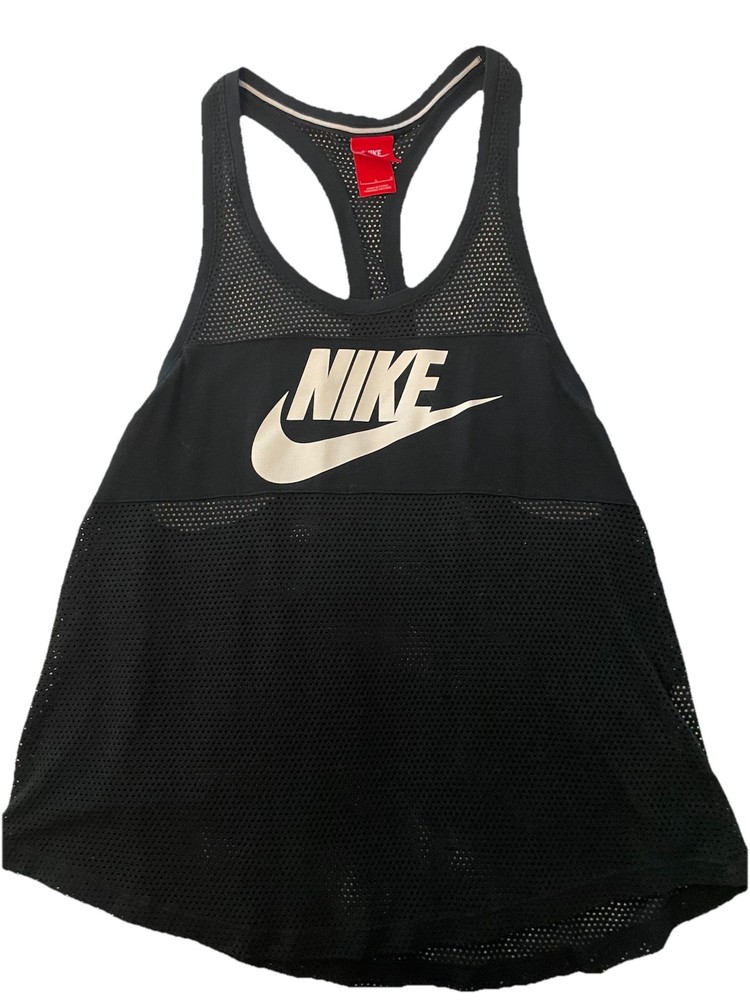 Nike Pro Black Tank Top Mesh Women’s T Shirt Racer Back  Size Medium L