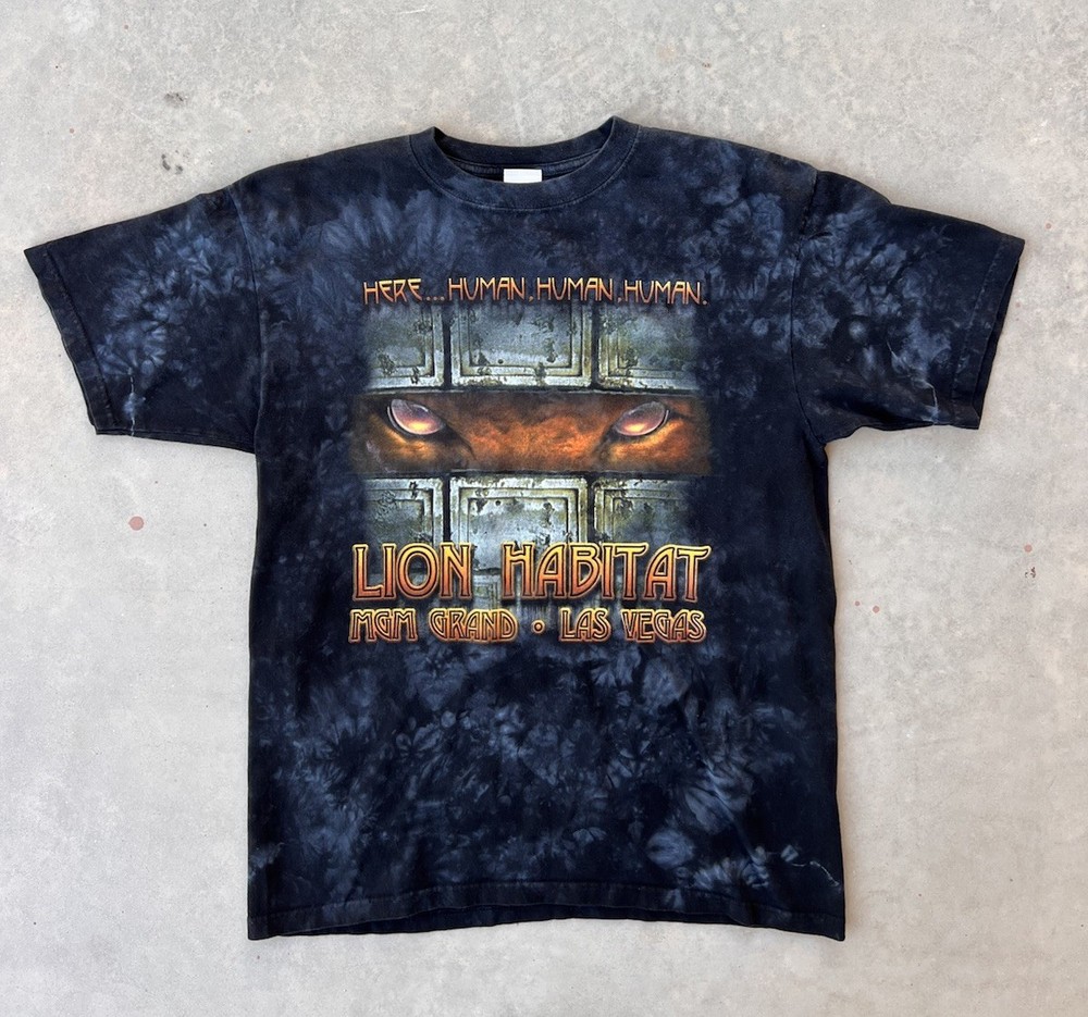 Vintage MGM Grand shirt large Lion Habitat Las Vegas Here Human Tie Dye VTG