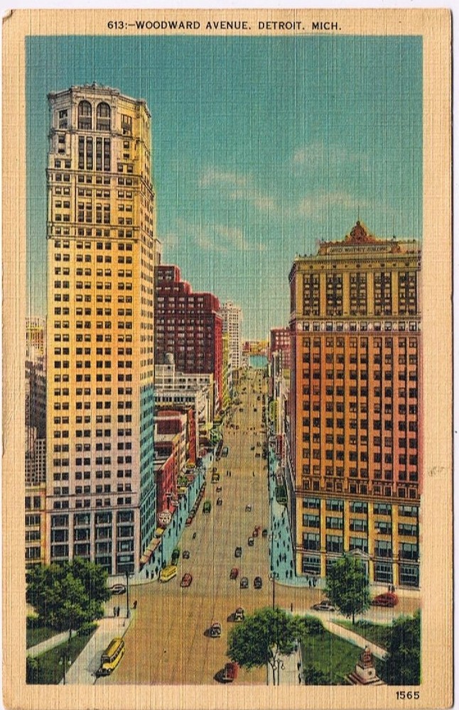 Postcard Woodward Avenue Detroit Michigan