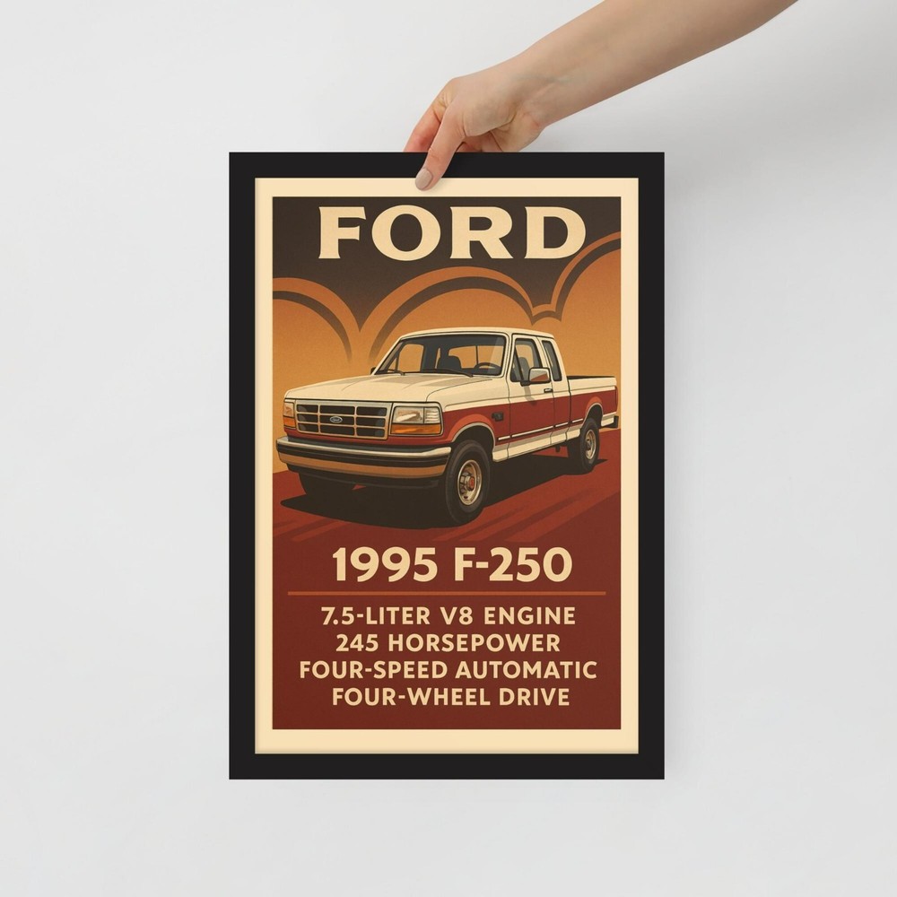 1995 Ford F250 Poster – Vintage Pickup Truck Wall Art – Classic ,Poster Decor