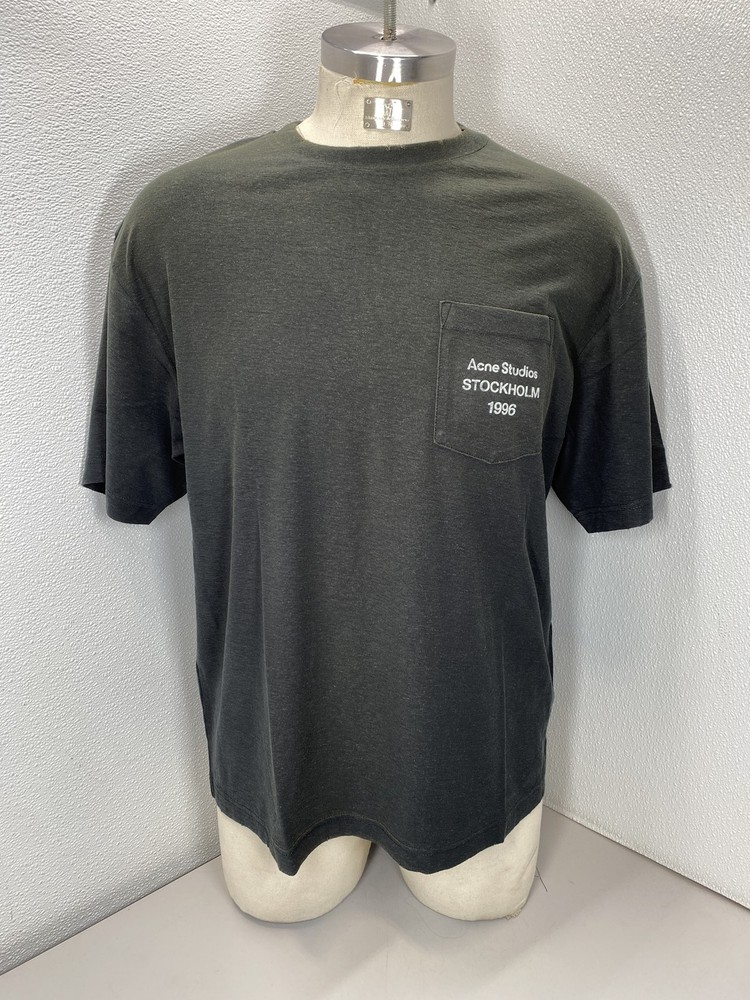 Acne Studios Unisex Shirt Faded Black Size XL/L Distressed Cotton Vintage Finish