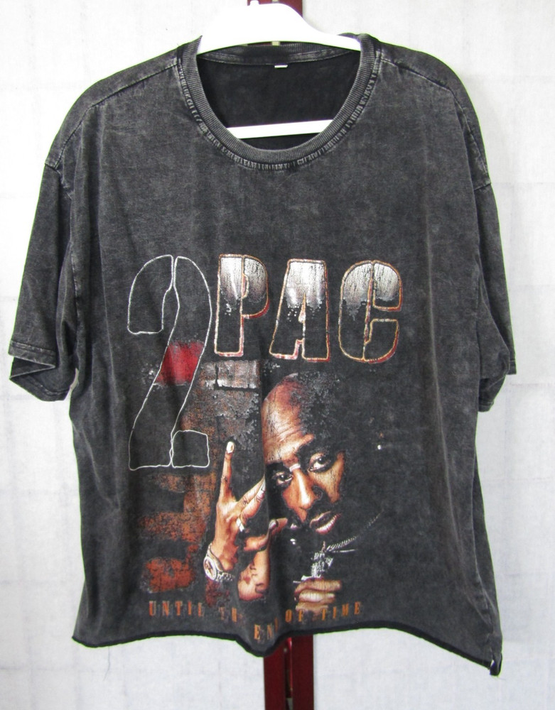2Pac Until the End of Time Men's Shirt Large Black graphic hip-hop rap Size XXL