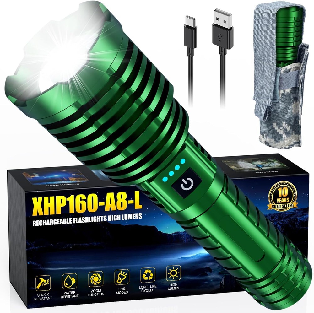 Rechargeable Flashlights 2400000 High Lumens  Super Bright LED Flashlight B...