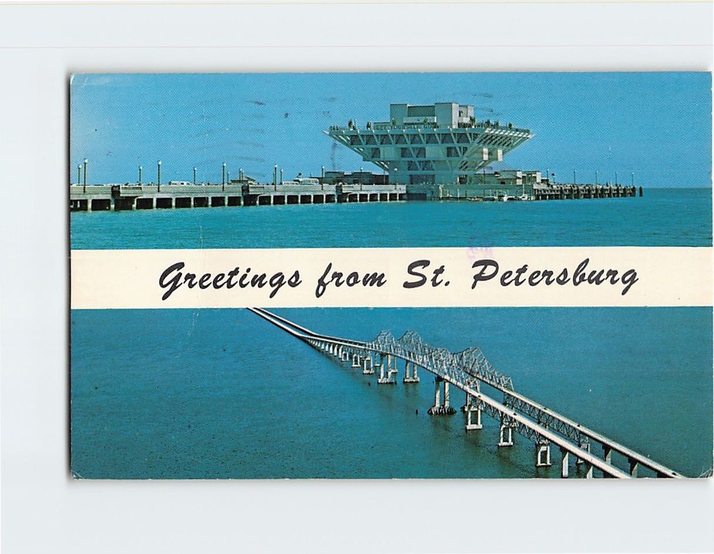 Postcard The Pier & Sunshine Skyway Greetings from St. Petersburg Florida USA