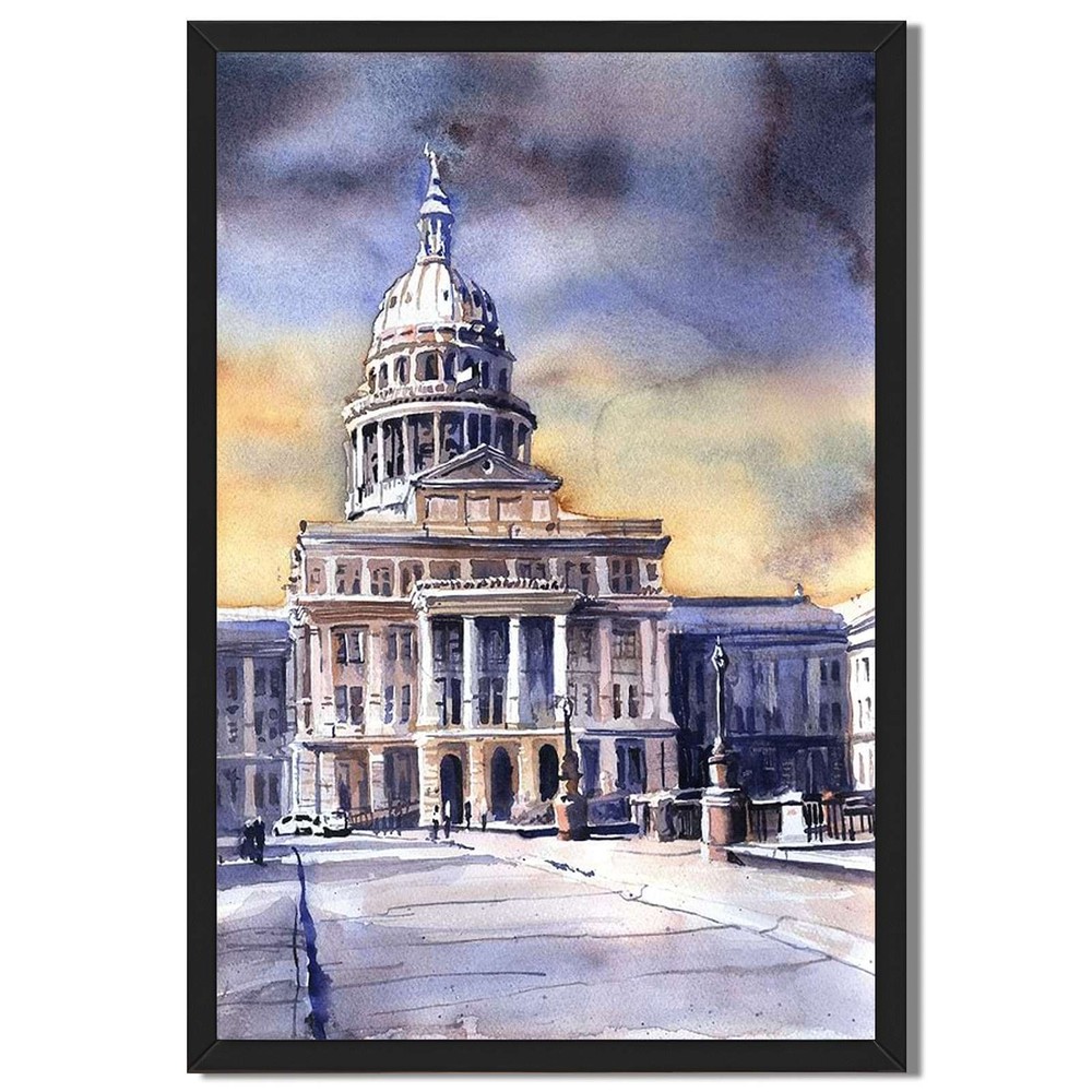 Historic Capitol Building Framed Canvas Print Architecture Wall Art Decor