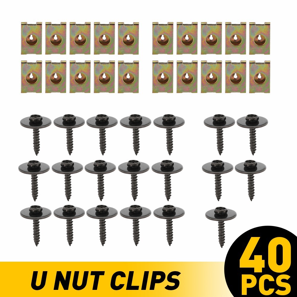 40pcs U- Nut Hex Screw Speed Sheet Fastener Undertray Metal Clip Fixing For BMW