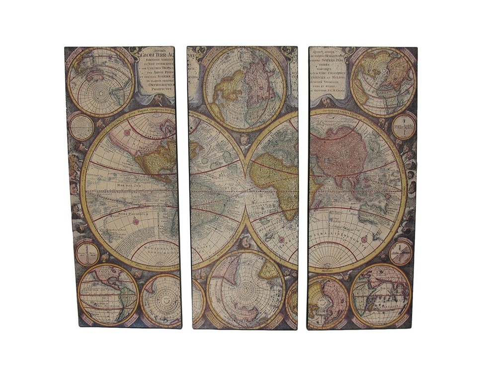 Zeckos 3 Piece Old World Map Canvas Prints