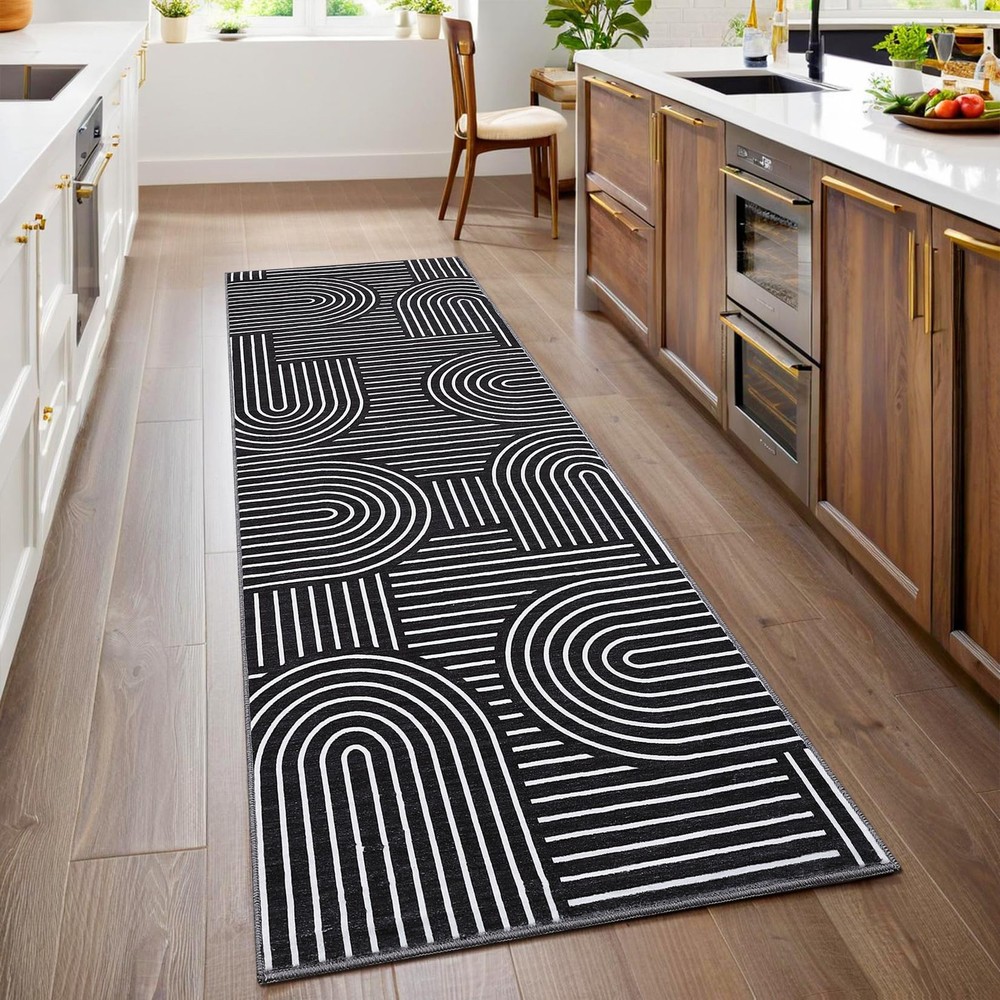 Modern Rug 2x6 Runners for Hallways, Abstract Kitchen Runner Rugs Non Slip Ba...
