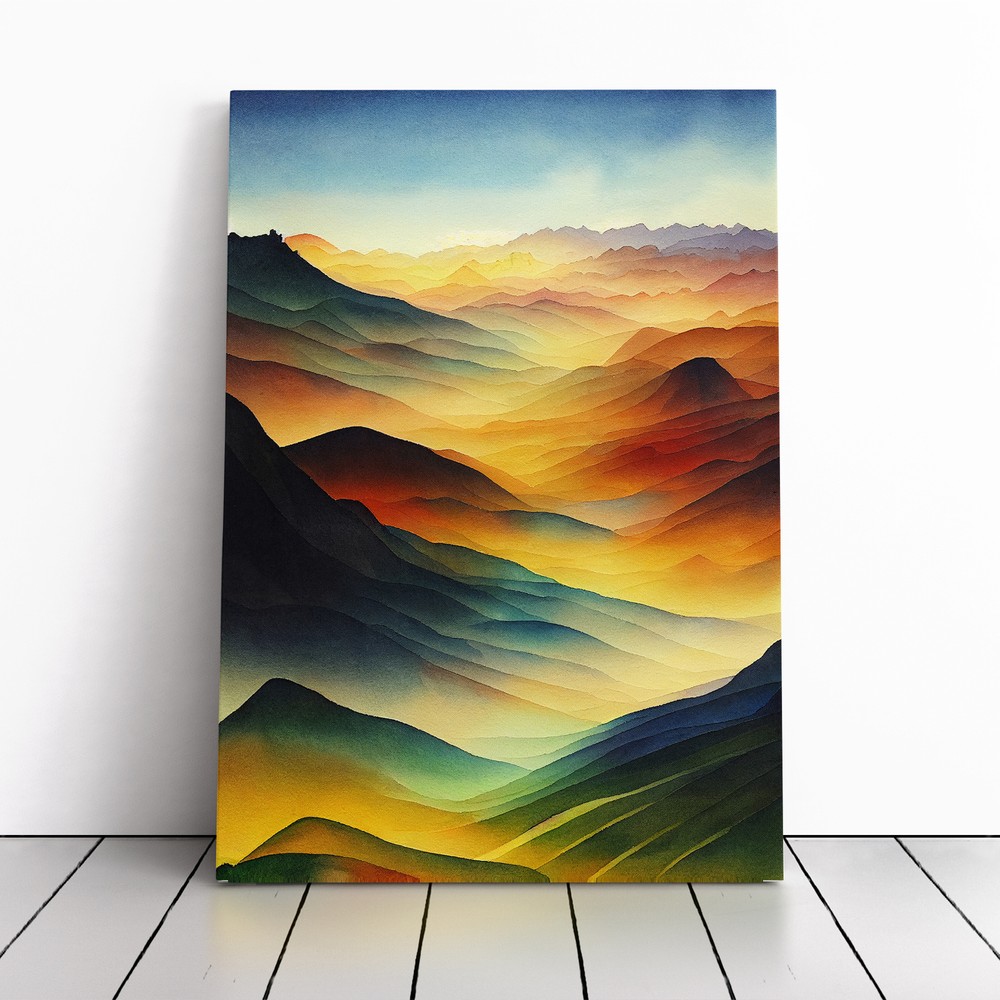 Mountain Landscape No.1 Canvas Wall Art Print Framed Picture Decor Dining Room