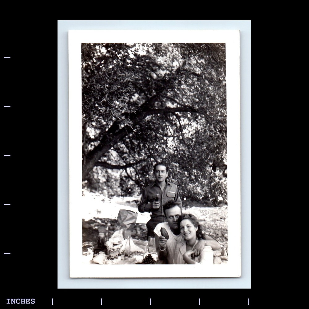 Vintage Photo MEN WOMAN PICNIC IN FOREST