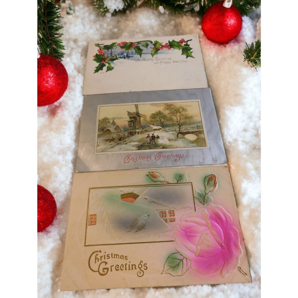 Postcards Christmas Vintage Early 1900's  Set of 3