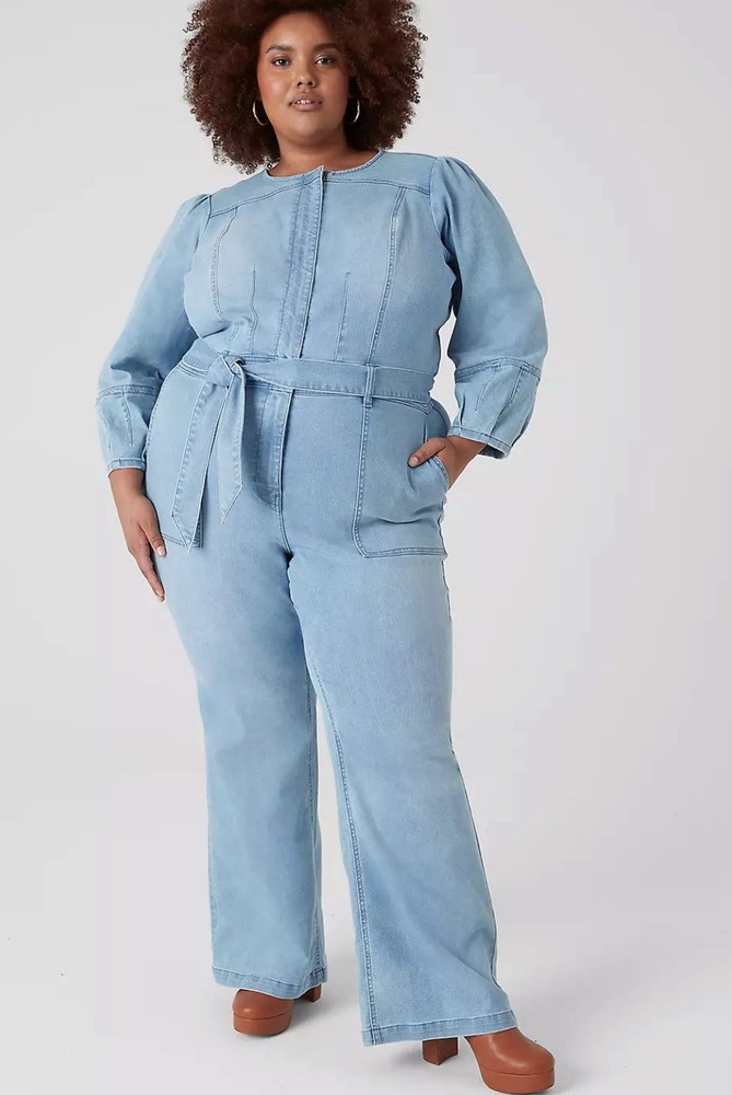 Lane Bryant Women’s Light Denim Long Sleeve Jumpsuit Size 20 NWT