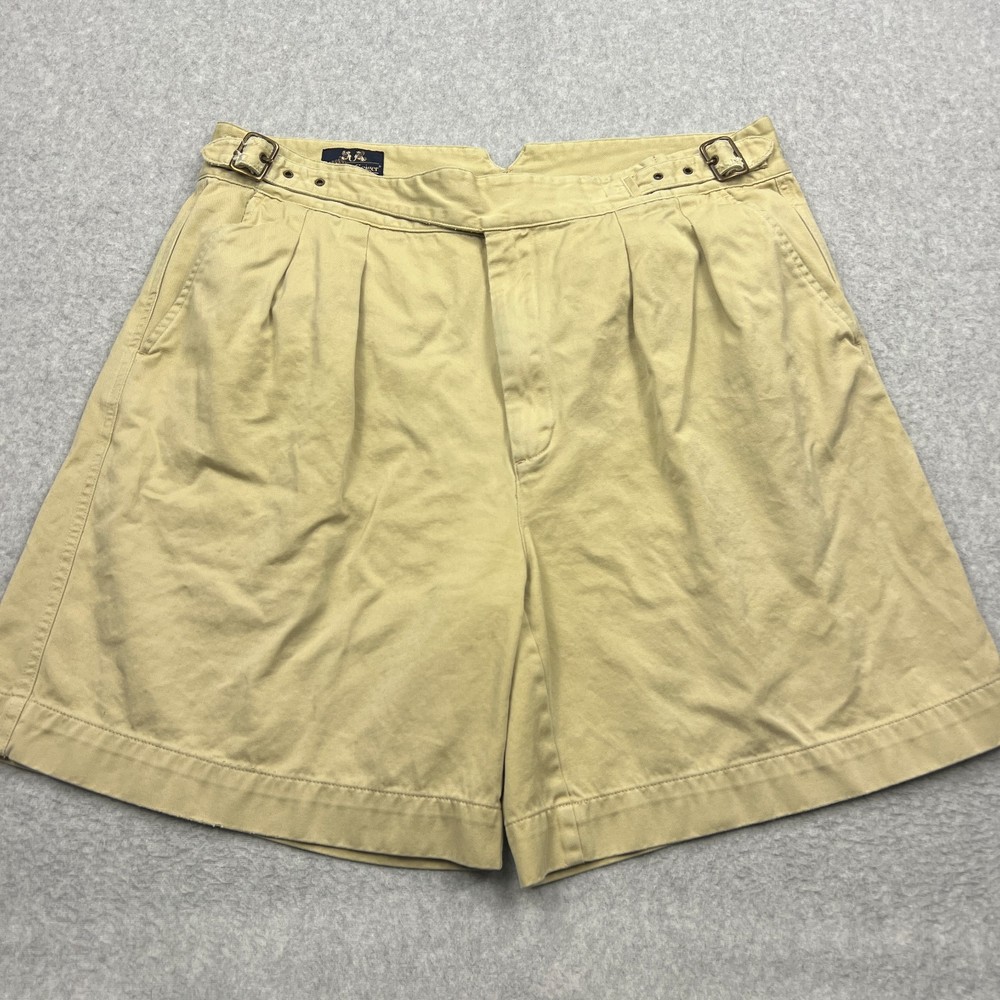 Willis & Geiger Gurkha Shorts Men 38 Tan Pleated Safari Bush Double Buckle Strap