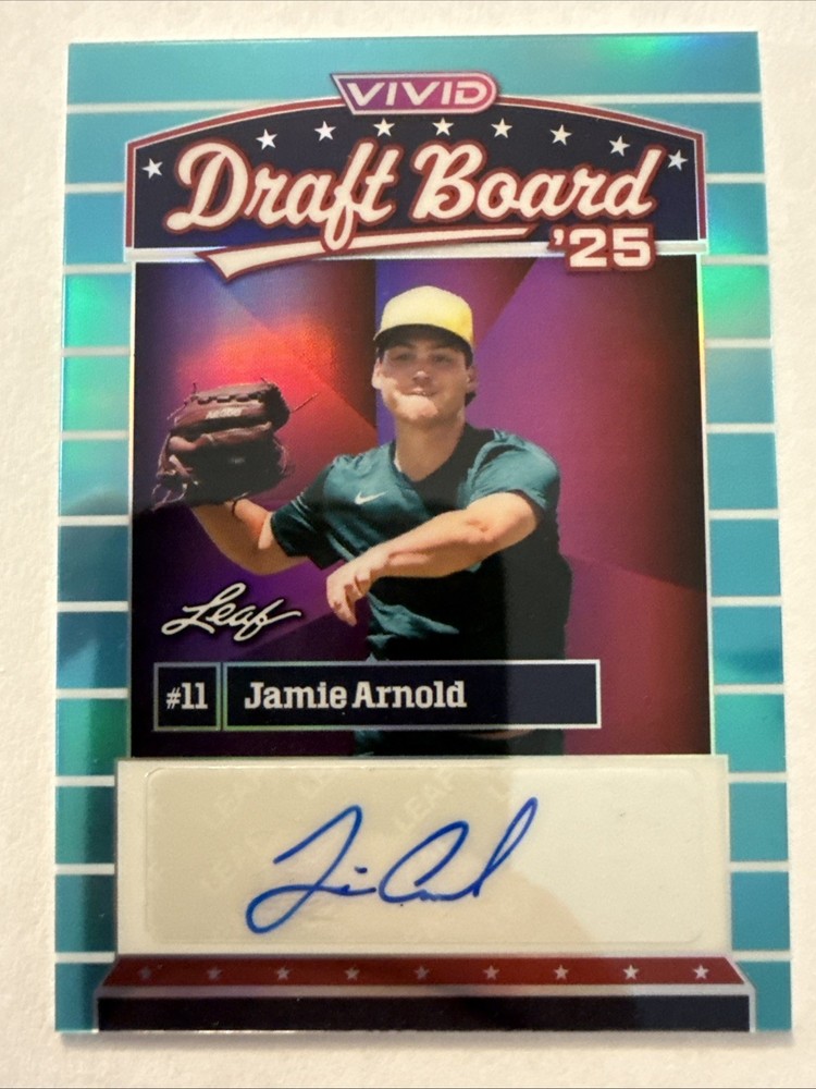 Jamie Arnold 2026 Leaf Vivid Teal Blue Draft Board Prizm Auto Xrc #23/25 A’s