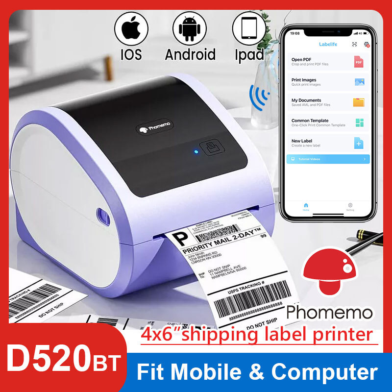Bluetooth 4x6 Thermal Label Printer for Small Business Shipping
