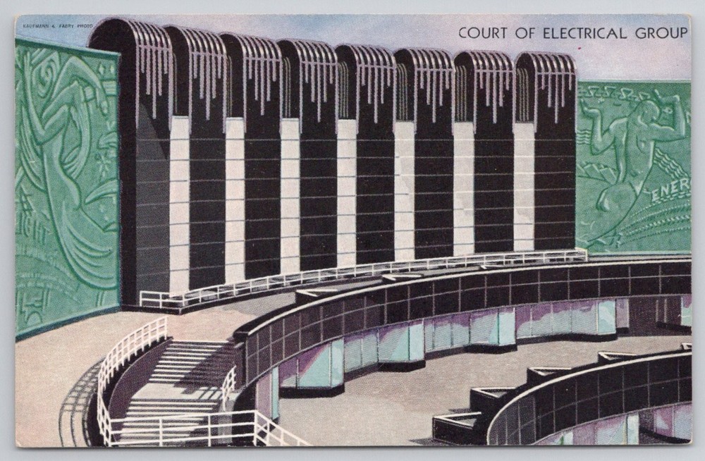 1933 Chicago World's Fair Century of Progress Court of Electrical Group Postcard