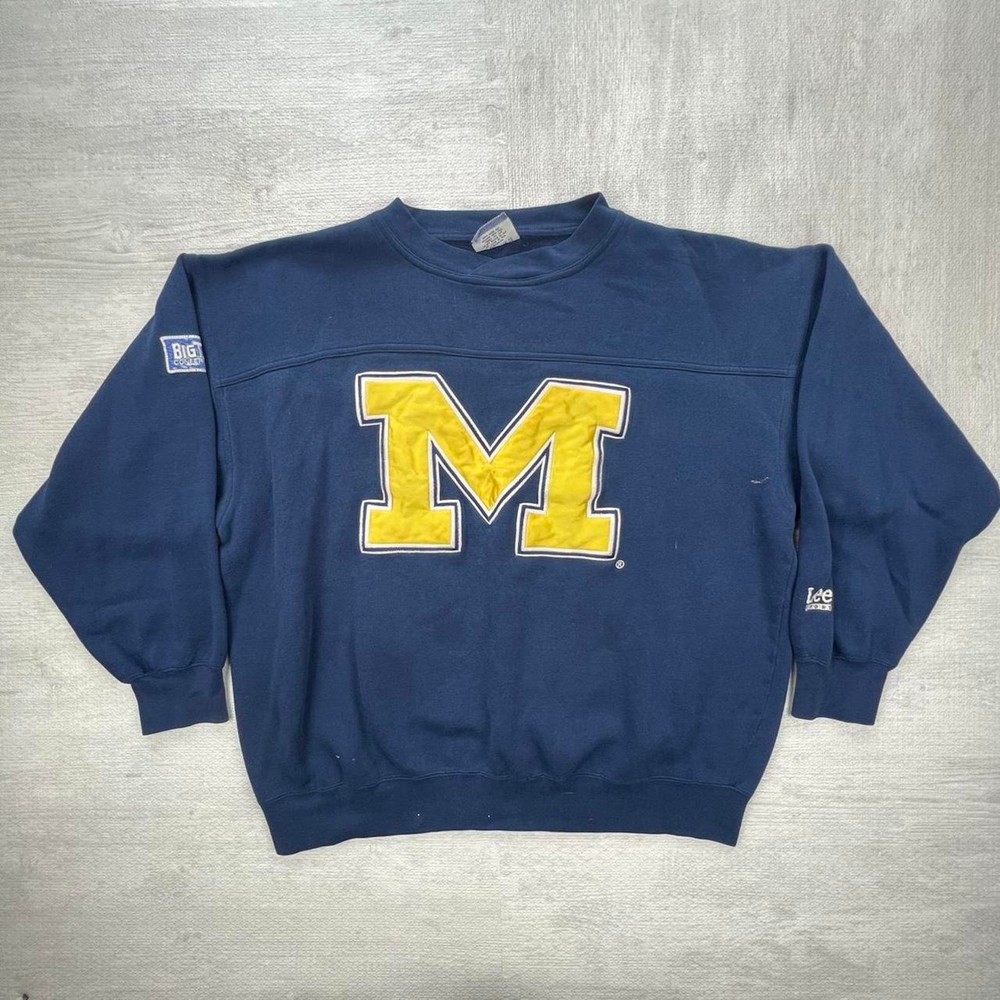 Vintage 90s Michigan Wolverines Sweatshirt Size: XL Blue Yellow NCAA College