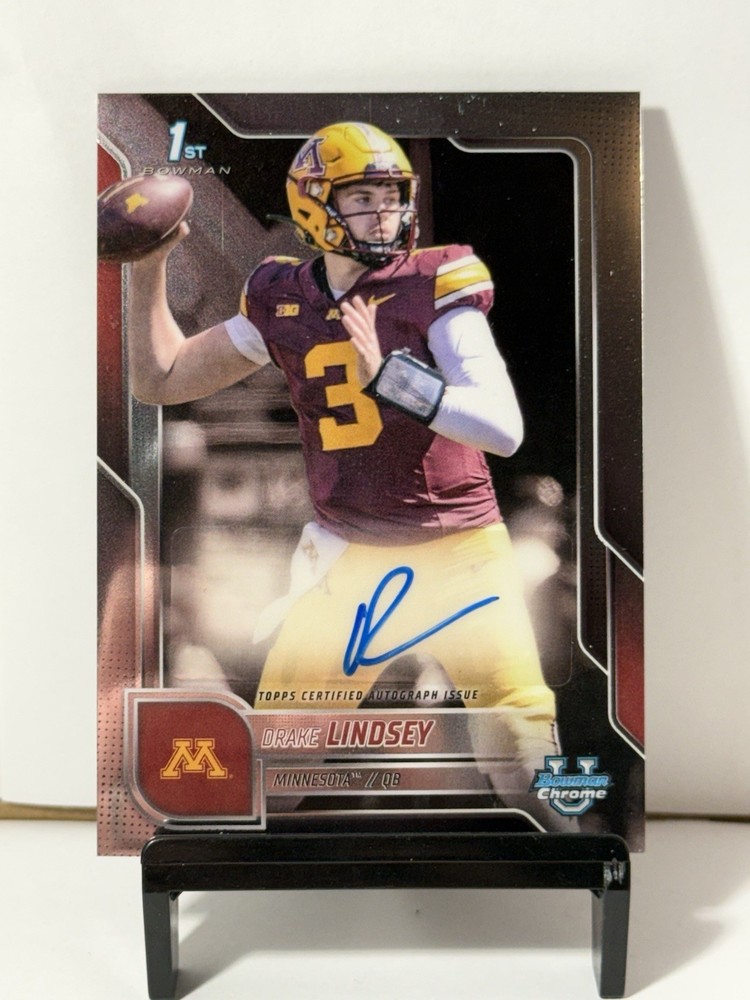 2025 Topps Bowman Chrome U Drake Lindsey Base Auto 1st Bowman