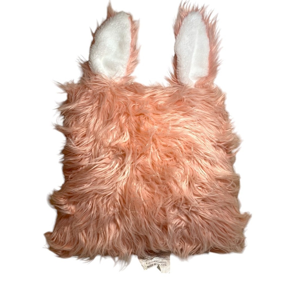 Bunny Rabbit Soft Faux Fur Throw Pillow Pink Pillowfort Kids Decor 16