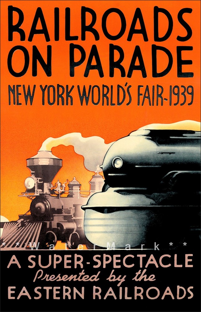 New York World's Fair 1939 Railroads On Parade Vintage Poster Print Train Art