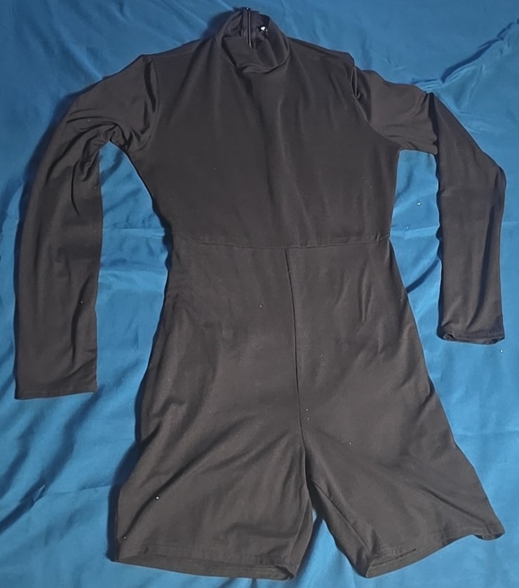 NWT! FOREVER 21 Large Women's Black Active Cami Romper Jumpsuit