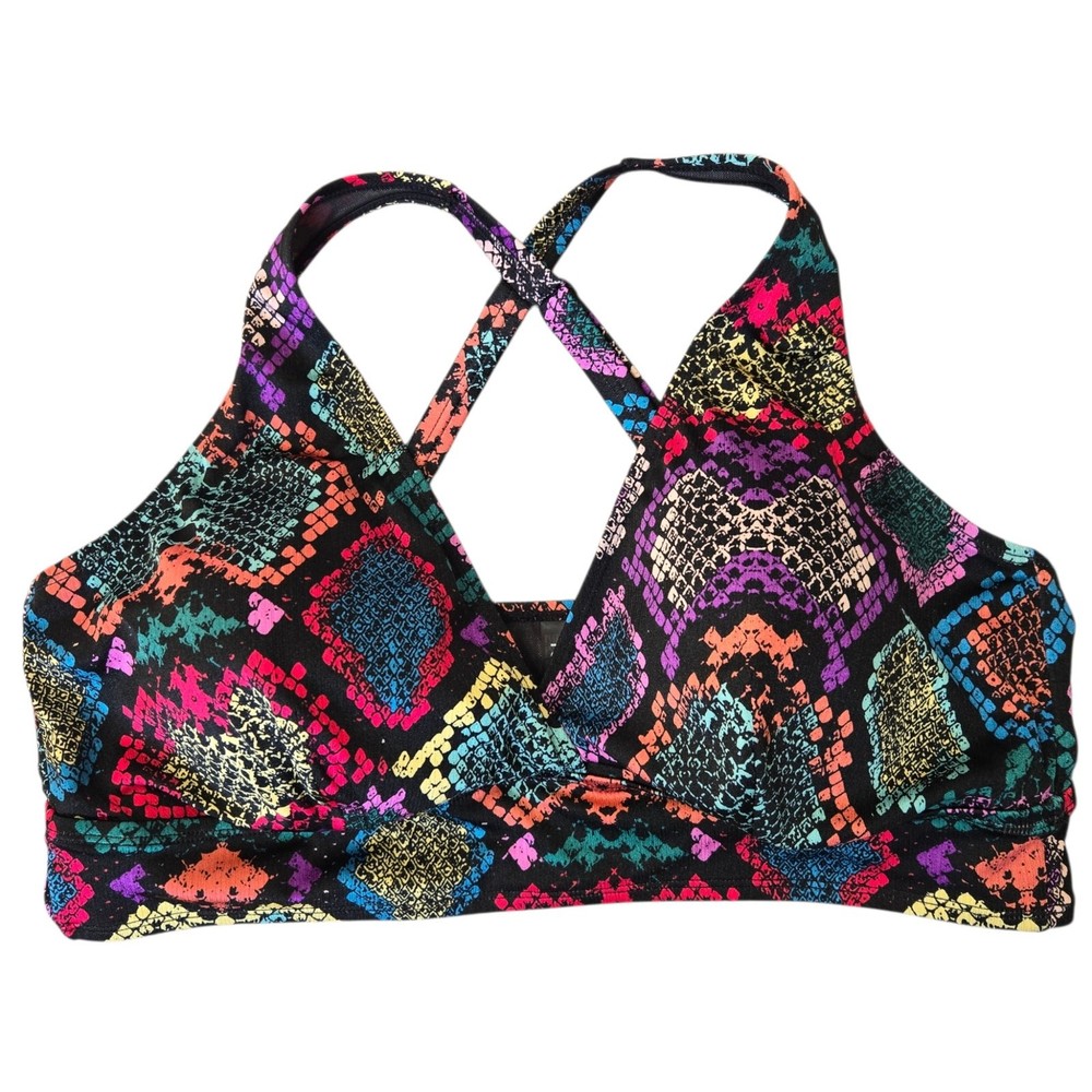Torrid Wireless Shine Triangle Bikini Top Rainbow Snakeskin Convertible Women 2X