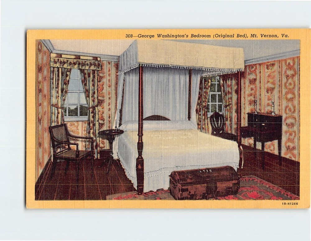 Postcard George Washington's Bedroom Mt. Vernon Virginia USA