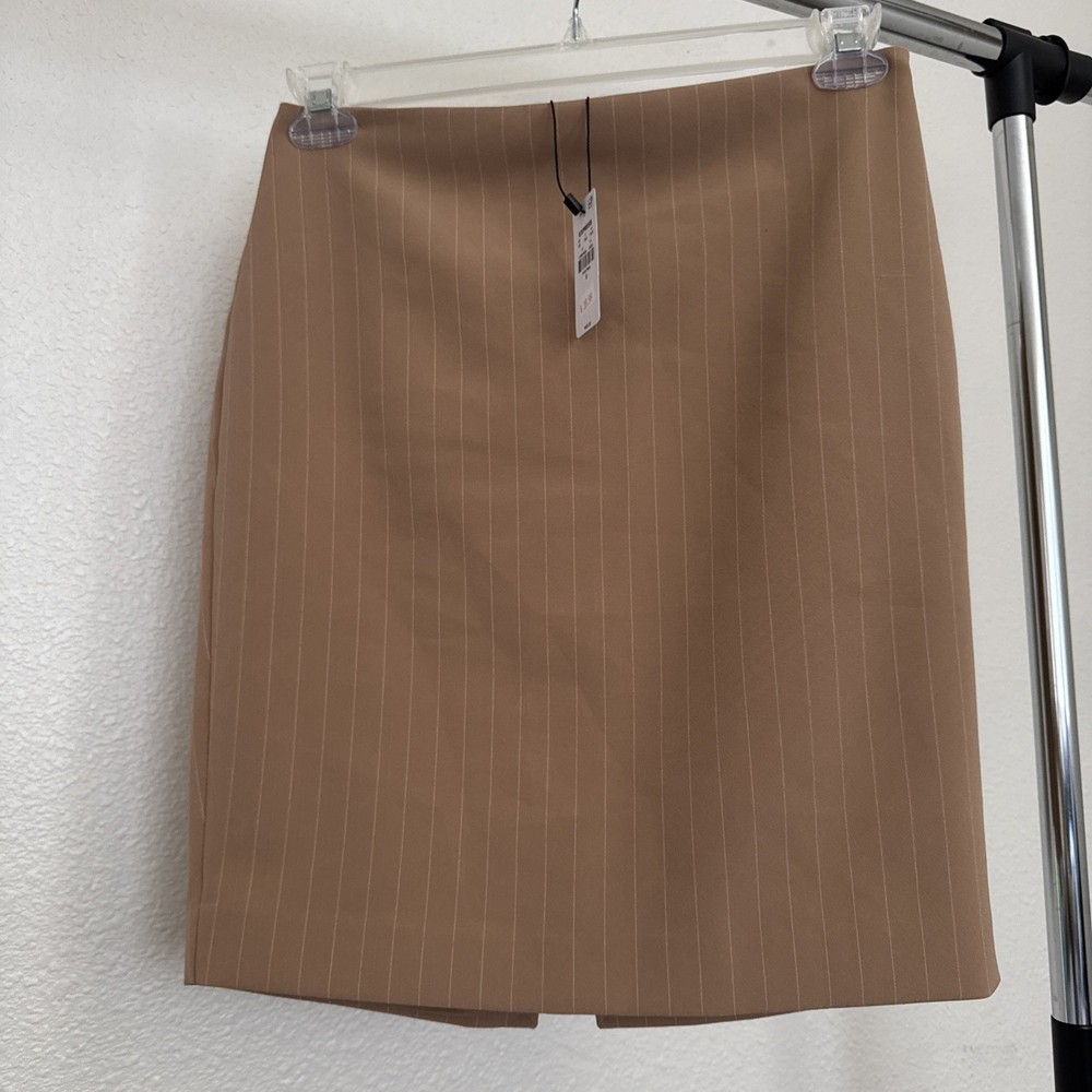 Express Editor Women’s Size 6 Small Tan Brown Pinstripe Career Pencil Skirt New