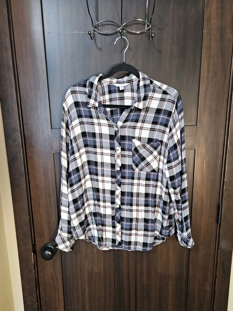 EUC Women's Plus Lightweight & Thin Flannel Plaid Button Up Shirt Size XXL 20