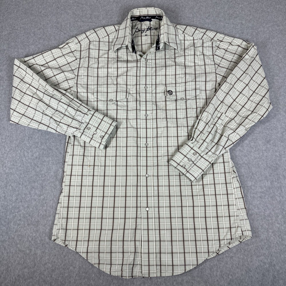 George Strait Pearl Snap Western Shirt Men's Size Medium Long Sleeve Pockets